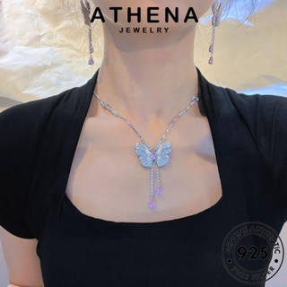 ATHENA JEWELRY 925 Silver ต้นฉบับ เกาหลี เครื่องประดับ ผู้หญิง เงิน สร้อยคอ แฟชั่น แท้ จี้ มอยส์ซาไนท์ไดมอนด์ ผีเสื้อ เครื่องประดับ S508