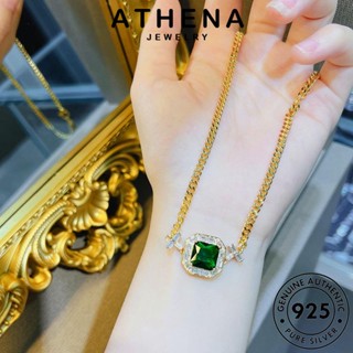 ATHENA JEWELRY คิวบา จี้ แฟชั่น เครื่องประดับ สร้อยคอ เครื่องประดับ 925 ผู้หญิง Silver เงิน เกาหลี มรกต ต้นฉบับ แท้ S510