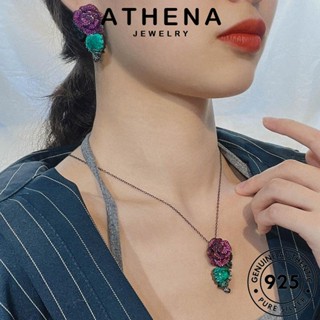 ATHENA JEWELRY แฟชั่น ดอกกุหลาบ เครื่องประดับ คริสตัลเพชรสีชมพู 925 ต้นฉบับ จี้ สร้อยคอ เงิน เครื่องประดับ เกาหลี Silver แท้ ผู้หญิง S511