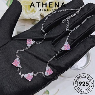 ATHENA JEWELRY Silver เครื่องประดับ เครื่องประดับ ผู้หญิง 925 สร้อยคอ เกาหลี เงิน เจ้าหญิง คริสตัลเพชรสีชมพู แฟชั่น ต้นฉบับ จี้ แท้ S513