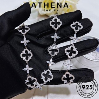 ATHENA JEWELRY แท้ ต้นฉบับ แฟชั่น จี้ เครื่องประดับ 925 เกาหลี ผู้หญิง Silver เครื่องประดับ เงิน โคลเวอร์สี่ใบ สร้อยคอ มอยส์ซาไนท์ไดมอนด์ S516