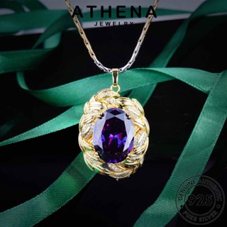 ATHENA JEWELRY สร้อยคอ เงิน เครื่องประดับ สาขามะกอก แฟชั่น จี้ ผู้หญิง แท้ เกาหลี เครื่องประดับ ต้นฉบับ พลอยสีม่วง Silver 925 S492