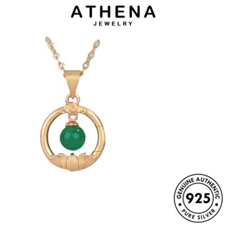 ATHENA JEWELRY เกาหลี Silver เครื่องประดับ หัวเข็มขัดนิรภัยโลตัส สร้อยคอ 925 แฟชั่น มรกต จี้ แท้ ต้นฉบับ เครื่องประดับ ผู้หญิง เงิน S552