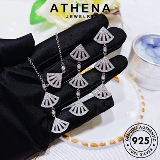 ATHENA JEWELRY 925 แฟชั่น เครื่องประดับ สร้อยคอ เกาหลี เครื่องประดับ ผู้หญิง พัดลม มอยส์ซาไนท์ไดมอนด์ เงิน แท้ จี้ Silver ต้นฉบับ S531