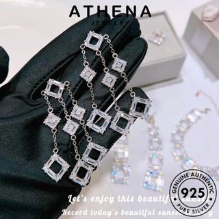 ATHENA JEWELRY เครื่องประดับ เครื่องประดับ เกาหลี Silver มอยส์ซาไนท์ไดมอนด์ พู่สี่เหลี่ยม เงิน 925 แท้ ต้นฉบับ สร้อยคอ ผู้หญิง แฟชั่น จี้ S538