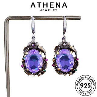 ATHENA JEWELRY ลวดลายฉลุ พลอยสีม่วง เครื่องประดับ ต้นฉบับ แท้ สร้อยคอ จี้ เกาหลี Silver 925 เงิน ผู้หญิง เครื่องประดับ แฟชั่น S545