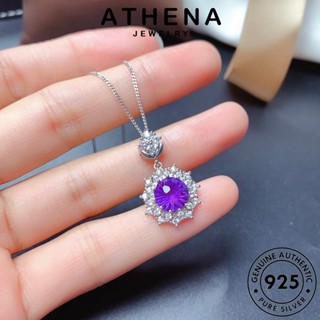 ATHENA JEWELRY แฟชั่น เครื่องประดับ ต้นฉบับ ดอกไม้ไฟระยิบระยับ เกาหลี แท้ Silver เครื่องประดับ พลอยสีม่วง สร้อยคอ จี้ เงิน ผู้หญิง 925 S586