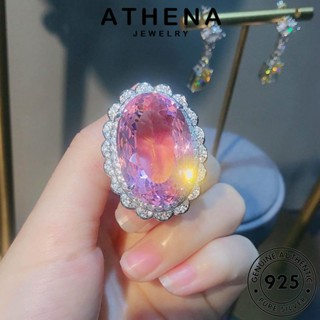 ATHENA JEWELRY ต้นฉบับ เครื่องประดับ เกาหลี สร้อยคอ Silver เครื่องประดับ 925 แท้ จี้ เงิน แฟชั่น คริสตัลเพชรสีชมพู ผู้หญิง กลม S596