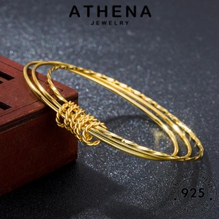 ATHENA JEWELRY Silver ผู้หญิง แฟชั่น เกาหลี ทอง เครื่องประดับ ผู้หญิง 925 ต้นฉบับ กำไล แท้ เงิน แฟชั่นสามวง เครื่องประดับ กำไลข้อมือ B295