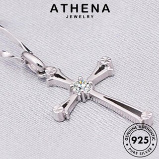 ATHENA JEWELRY ต้นฉบับ ผู้หญิง แท้ จี้ 925 สร้อยคอ โกลด์ เงิน ไดมอนด์ เครื่องประดับ มอยส์ซาไนท์ Silver ข้ามง่าย เครื่องประดับ แฟชั่น เกาหลี N65