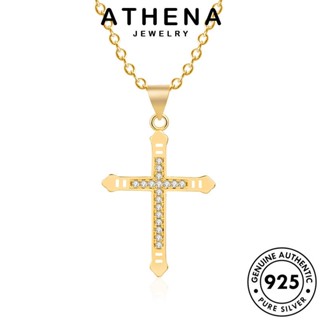 ATHENA JEWELRY ไดมอนด์ Silver เงิน เครื่องประดับ แฟชั่น ผู้หญิง แท้ เกาหลี จี้ เครื่องประดับ มอยส์ซาไนท์ 925 สร้อยคอ ไม้กางเขนที่สวยงาม โกลด์ ต้นฉบับ N141