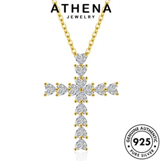 ATHENA JEWELRY แฟชั่น Silver เครื่องประดับ ต้นฉบับ ผู้หญิง แท้ 925 ไดมอนด์ เครื่องประดับ เกาหลี มอยส์ซาไนท์ เงิน จี้ เพชรข้าม สร้อยคอ โกลด์ N238