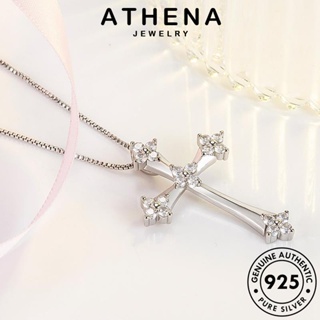 ATHENA JEWELRY ข้าม 925 เงิน Silver แฟชั่น เครื่องประดับ จี้ ผู้หญิง ต้นฉบับ เครื่องประดับ สร้อยคอ แท้ มอยส์ซาไนท์ไดมอนด์ เกาหลี N930