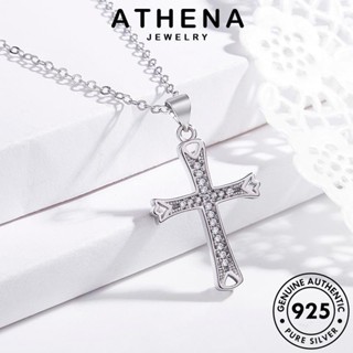 ATHENA JEWELRY Silver ไม้กางเขนที่สวยงาม แท้ จี้ มอยส์ซาไนท์ 925 เงิน เครื่องประดับ แฟชั่น สร้อยคอ เกาหลี ผู้หญิง โกลด์ ต้นฉบับ ไดมอนด์ เครื่องประดับ N939