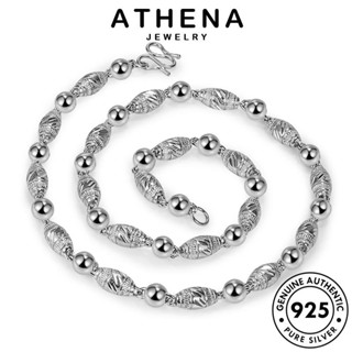 ATHENA JEWELRY ลูกปัดมะกอกแบบธรรมดา สร้อยคอ เครื่องประดับ แท้ จี้ แฟชั่น เงิน 925 เกาหลี Silver ต้นฉบับ ผู้ชาย เครื่องประดับ N1024