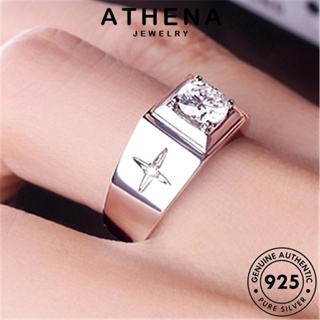 ATHENA JEWELRY เครื่องประดับ แท้ เครื่องประดับ เงิน เกาหลี ต้นฉบับ แฟชั่น Silver ผู้ชาย ข้ามแฟชั่น 925 มอยส์ซาไนท์ไดมอนด์ แหวน R27