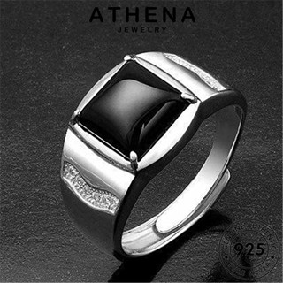 ATHENA JEWELRY แท้ ผู้ชาย เครื่องประดับ จัตุรัสครอบงำ Silver เงิน เกาหลี แหวน 925 ต้นฉบับ เครื่องประดับ แบล็คไดมอนด์ออบซิเดียน แฟชั่น R33