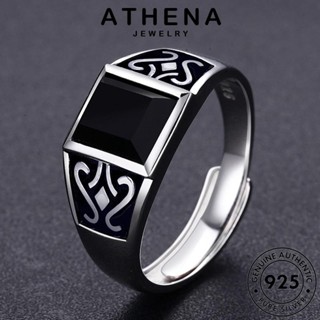 ATHENA JEWELRY แท้ Silver เกาหลี 925 แบล็คไดมอนด์ออบซิเดียน เครื่องประดับ แหวน โทเท็มย้อนยุค แฟชั่น เครื่องประดับ ผู้ชาย เงิน ต้นฉบับ R35