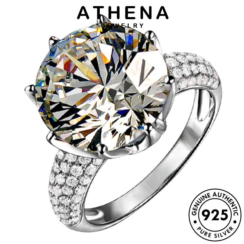 Athena JEWELRY แหวนเงิน 925 ประดับเพชรโมอิส ทรงกลม สร้างสรรค์ สําหรับผู้หญิง R80-TH