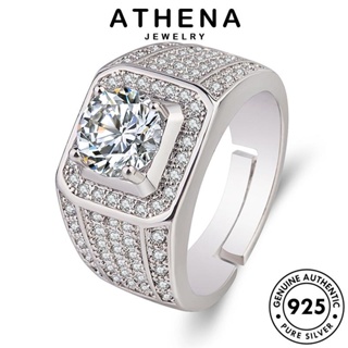 ATHENA JEWELRY ครอบงำ เครื่องประดับ แฟชั่น ผู้ชาย เครื่องประดับ แหวน 925 แท้ เกาหลี เงิน มอยส์ซาไนท์ไดมอนด์ Silver ต้นฉบับ R87