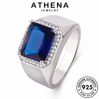 ATHENA JEWELRY เงิน 925 เครื่องประดับ ไพลิน จัตุรัสครอบงำ ต้นฉบับ ผู้ชาย แท้ Silver แหวน เกาหลี เครื่องประดับ แฟชั่น R8