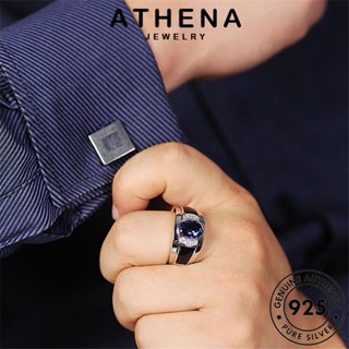 ATHENA JEWELRY เกาหลี เครื่องประดับ เงิน ผู้ชาย วงรีแฟชั่น 925 แหวน ไพลิน ต้นฉบับ แท้ Silver เครื่องประดับ แฟชั่น R14