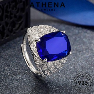 ATHENA JEWELRY ผู้ชาย Silver เงิน ไพลิน 925 ต้นฉบับ แฟชั่น แท้ แหวน จัตุรัสแฟชั่น เครื่องประดับ เกาหลี เครื่องประดับ R18