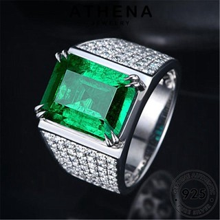 ATHENA JEWELRY เครื่องประดับ จัตุรัสครอบงำ แหวน ผู้ชาย แท้ เกาหลี เงิน 925 เครื่องประดับ แฟชั่น Silver มรกต ต้นฉบับ R143