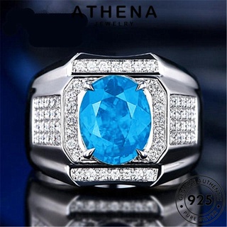 ATHENA JEWELRY เครื่องประดับ เครื่องประดับ แท้ ต้นฉบับ อความารีน 925 วงรีที่โดดเด่น เงิน ผู้ชาย เกาหลี แฟชั่น แหวน Silver R162