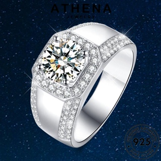 ATHENA JEWELRY แหวน เครื่องประดับ เกาหลี เครื่องประดับ 925 เงิน Silver แฟชั่น ต้นฉบับ มอยส์ซาไนท์ไดมอนด์ ครอบงำ ผู้ชาย แท้ R113