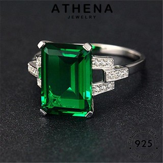 ATHENA JEWELRY Silver เครื่องประดับ เครื่องประดับ มรกต แหวน 925 เกาหลี เงิน ต้นฉบับ แฟชั่น จัตุรัสย้อนยุค แท้ ผู้หญิง R246