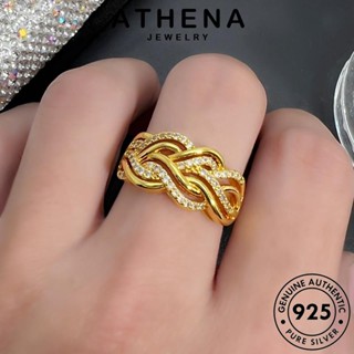 ATHENA JEWELRY Silver แหวน โกลด์ ต้นฉบับ เครื่องประดับ มอยส์ซาไนท์ ไดมอนด์ 925 เกาหลี เงิน บิดสร้างสรรค์ แท้ ผู้หญิง เครื่องประดับ แฟชั่น R254