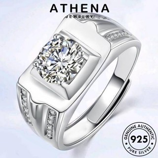 ATHENA JEWELRY แหวน ต้นฉบับ แฟชั่น เครื่องประดับ เงิน เครื่องประดับ แท้ เรียบง่าย ผู้ชาย เกาหลี 925 มอยส์ซาไนท์ไดมอนด์ Silver R256