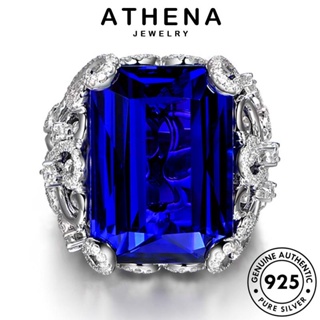 ATHENA JEWELRY เงิน แท้ ผู้หญิง เครื่องประดับ จัตุรัสครอบงำ ต้นฉบับ เกาหลี แฟชั่น เครื่องประดับ แหวน 925 Silver ไพลิน R266