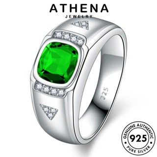 ATHENA JEWELRY ต้นฉบับ แฟชั่น เครื่องประดับ เงิน แท้ แหวน Silver 925 ตารางง่ายๆ ไพลิน เกาหลี เครื่องประดับ ผู้ชาย R290