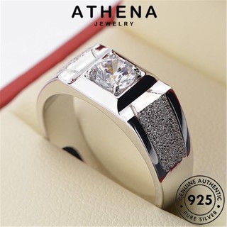 ATHENA JEWELRY ต้นฉบับ เครื่องประดับ แหวน แฟชั่นด้าน มอยส์ซาไนท์ไดมอนด์ เครื่องประดับ แฟชั่น เงิน เกาหลี ผู้ชาย แท้ Silver 925 R234