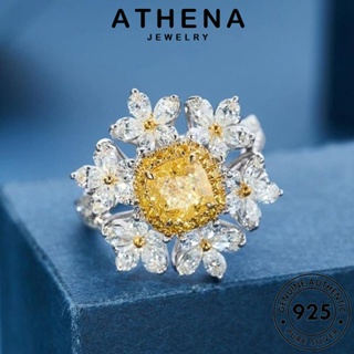 ATHENA JEWELRY เครื่องประดับ แหวน เงิน ผู้หญิง แฟชั่น เกาหลี ต้นฉบับ Silver แท้ เครื่องประดับ 925 ดอกไม้หกเหลี่ยมหรูหรา ทองซิทริน R425