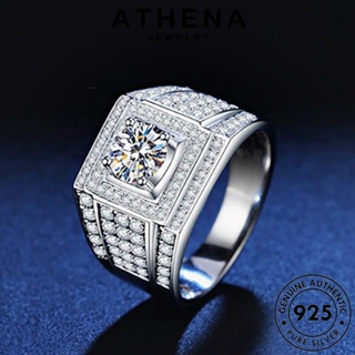 ATHENA JEWELRY เกาหลี แท้ 925 มอยส์ซาไนท์ไดมอนด์ แหวน เครื่องประดับ Silver หรูหรา เครื่องประดับ แฟชั่น ต้นฉบับ ผู้ชาย เงิน R455