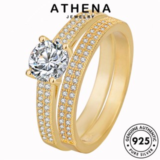 ATHENA JEWELRY ต้นฉบับ เครื่องประดับ เงิน แหวน แท้ เกาหลี Silver แฟชั่น แฟชั่น โกลด์ 925 เครื่องประดับ ไดมอนด์ มอยส์ซาไนท์ คู่รัก R348