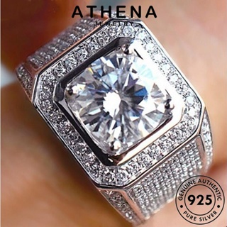 ATHENA JEWELRY แหวน ครอบงำ เงิน แท้ แฟชั่น 925 เกาหลี มอยส์ซาไนท์ไดมอนด์ ต้นฉบับ ผู้ชาย Silver เครื่องประดับ เครื่องประดับ R390