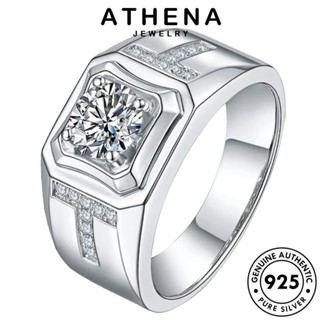 ATHENA JEWELRY ต้นฉบับ มอยส์ซาไนท์ไดมอนด์ แหวน เกาหลี เครื่องประดับ T ผู้ชาย 925 แฟชั่น ตัวอักษร Silver เงิน เครื่องประดับ แท้ แฟชั่น R519