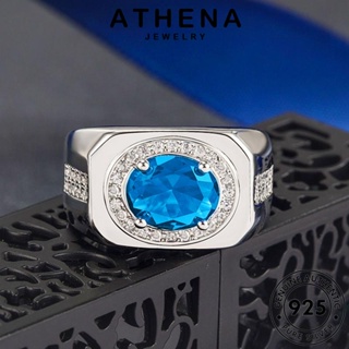 ATHENA JEWELRY ผู้หญิง วงรีวินเทจ เงิน 925 เกาหลี แหวน Silver ต้นฉบับ เครื่องประดับ เครื่องประดับ แท้ อความารีน แฟชั่น R485