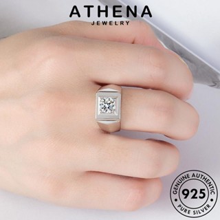 ATHENA JEWELRY เครื่องประดับ คลาสสิก ต้นฉบับ ผู้ชาย แฟชั่น เกาหลี แท้ มอยส์ซาไนท์ไดมอนด์ เครื่องประดับ เงิน แหวน Silver 925 R604