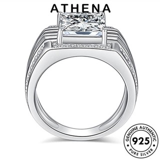 ATHENA JEWELRY เกาหลี แท้ หรูหรา Silver เครื่องประดับ 925 แฟชั่น ต้นฉบับ เครื่องประดับ แหวน มอยส์ซาไนท์ไดมอนด์ ผู้ชาย เงิน R634