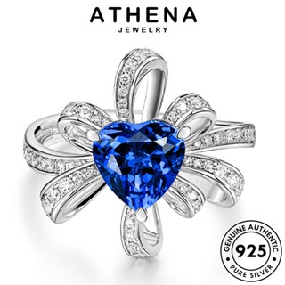 ATHENA JEWELRY Silver ผู้หญิง ไพลิน 925 เกาหลี โบว์สร้างสรรค์ แท้ เครื่องประดับ แหวน เงิน แฟชั่น เครื่องประดับ ต้นฉบับ R572