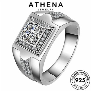 ATHENA JEWELRY มอยส์ซาไนท์ไดมอนด์ หรูหรา ผู้ชาย Silver ต้นฉบับ เครื่องประดับ แฟชั่น 925 แหวน แท้ เงิน เครื่องประดับ เกาหลี R584