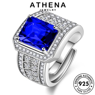 ATHENA JEWELRY 925 จัตุรัสหรูหรา เงิน Silver เครื่องประดับ เกาหลี แท้ ไพลิน แหวน แฟชั่น เครื่องประดับ ต้นฉบับ ผู้หญิง R910