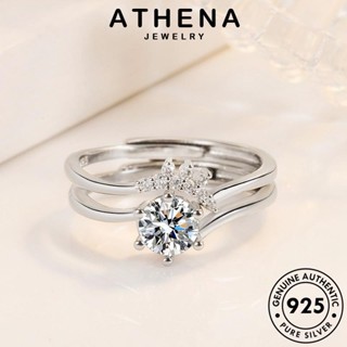 ATHENA JEWELRY มอยส์ซาไนท์ไดมอนด์ แฟชั่น 925 ต้นฉบับ เงิน Silver แท้ เครื่องประดับ เกาหลี แหวน คู่รัก เครื่องประดับ ความรักที่เรียบง่าย R911