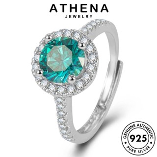 ATHENA JEWELRY แท้ เครื่องประดับ Silver แหวน บุคลิกภาพกลม 925 แฟชั่น เครื่องประดับ ต้นฉบับ ผู้หญิง อความารีน เงิน เกาหลี R954