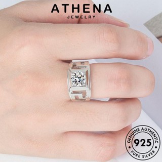 ATHENA JEWELRY เครื่องประดับ Silver เงิน มอยส์ซาไนท์ไดมอนด์ ผู้ชาย ต้นฉบับ แท้ เกาหลี สี่เหลี่ยมคลาสสิก เครื่องประดับ 925 แหวน แฟชั่น R992